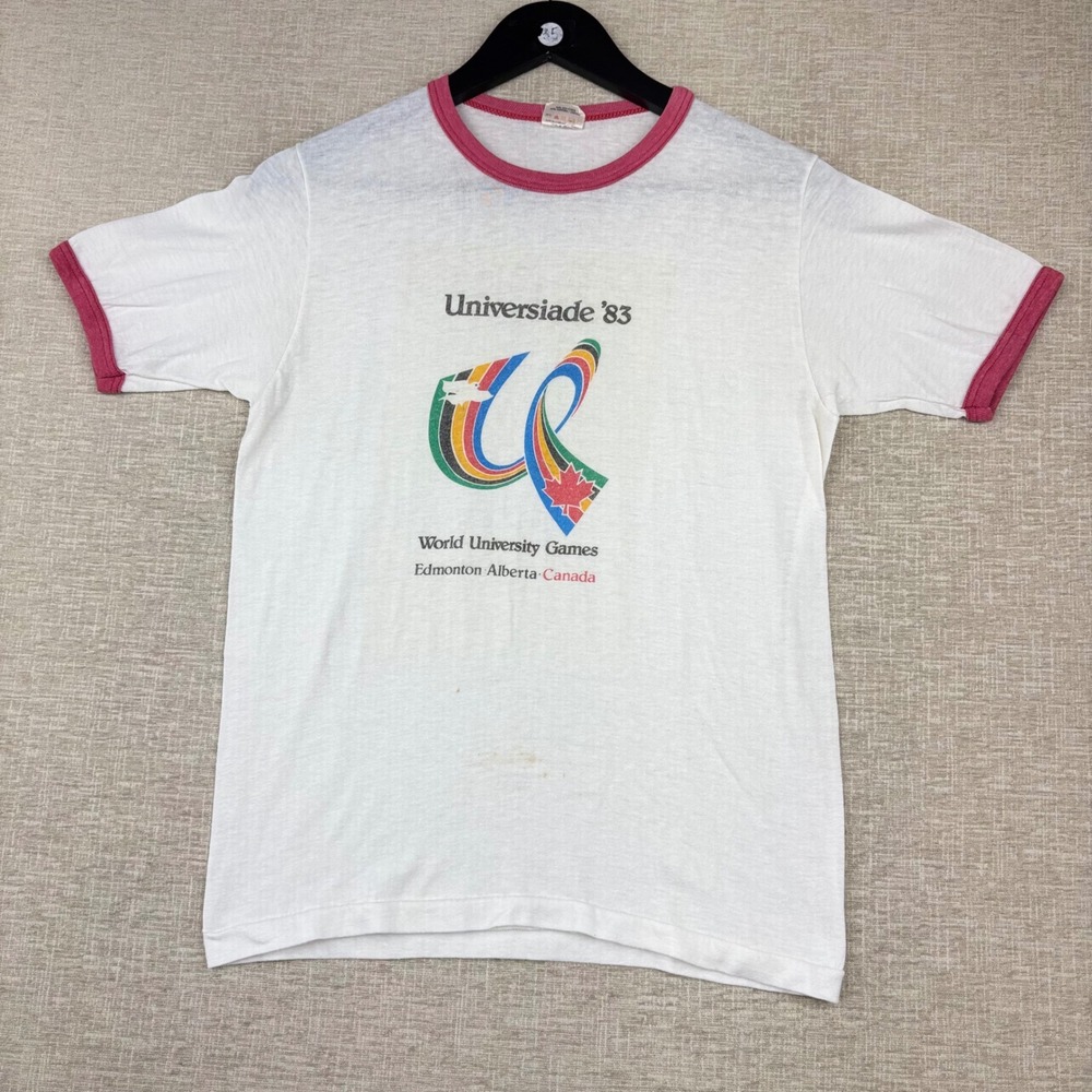 Vintage Stanfields Womens M Universiade 83 World University Games Ringer TShirt